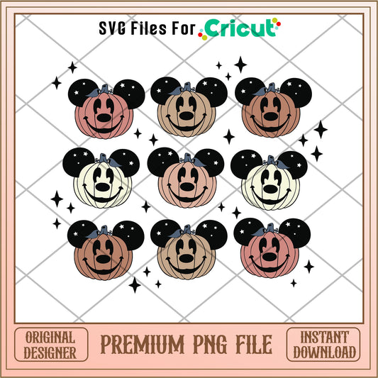Pink mouse pumpkins sublimation png, Disney characters png, Digital Download