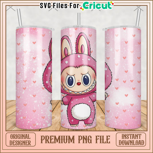 Pink tumbler labubu design png, labubu doll png, labubu toys png 
