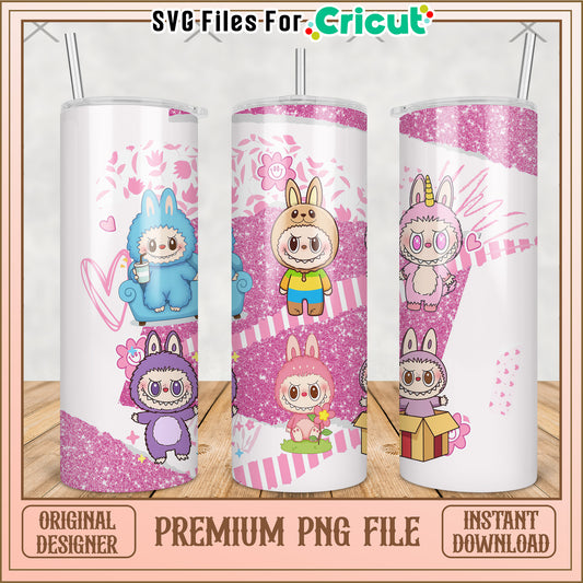 Pink tumbler labubu png, labubu doll png, labubu toys png