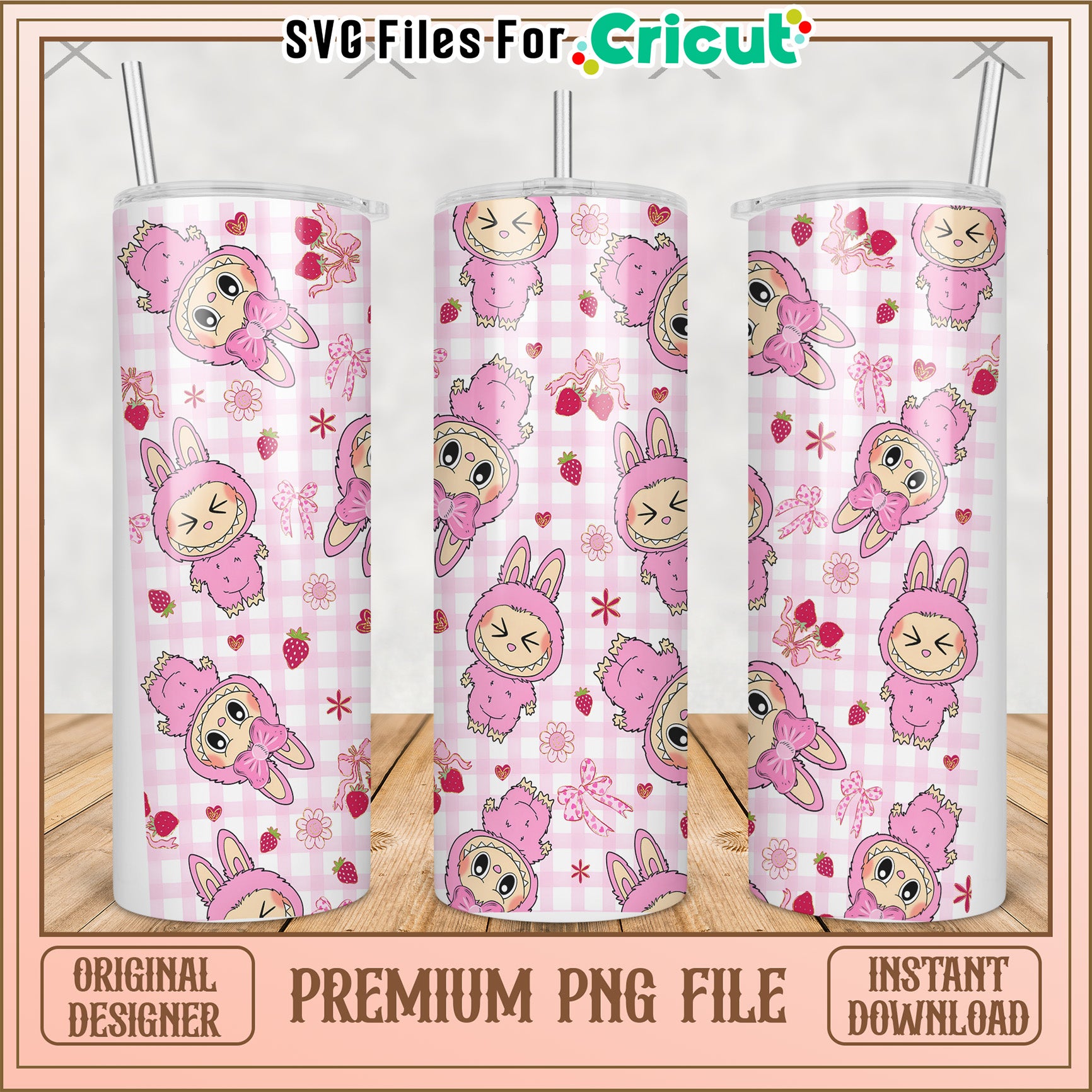 Pink tumbler png, labubu macaron​ png, the monsters labubu​ png