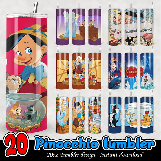 Pinocchio Tumbler Png, Disney 20oz tumbler png bundle