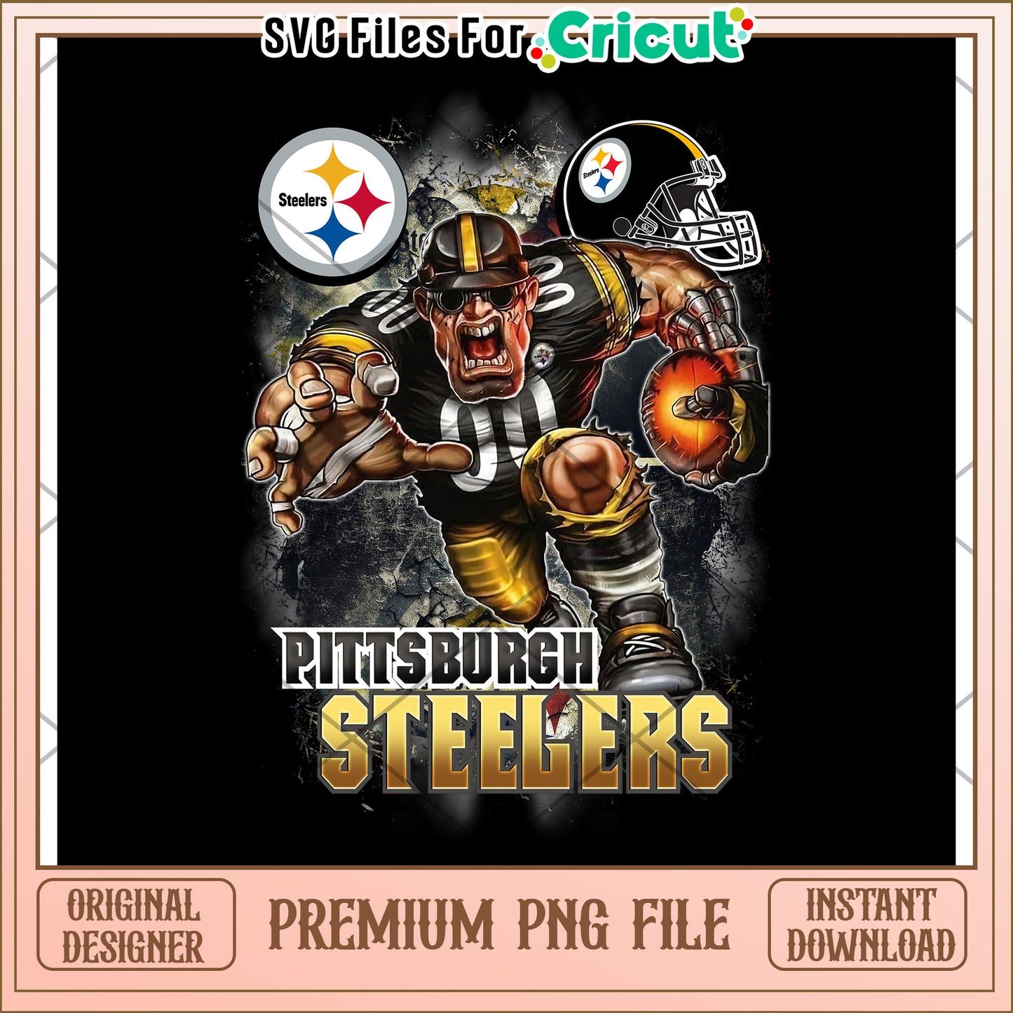 Pittsburgh Steelers Cartoon PNG File, Instant Download for Cricut