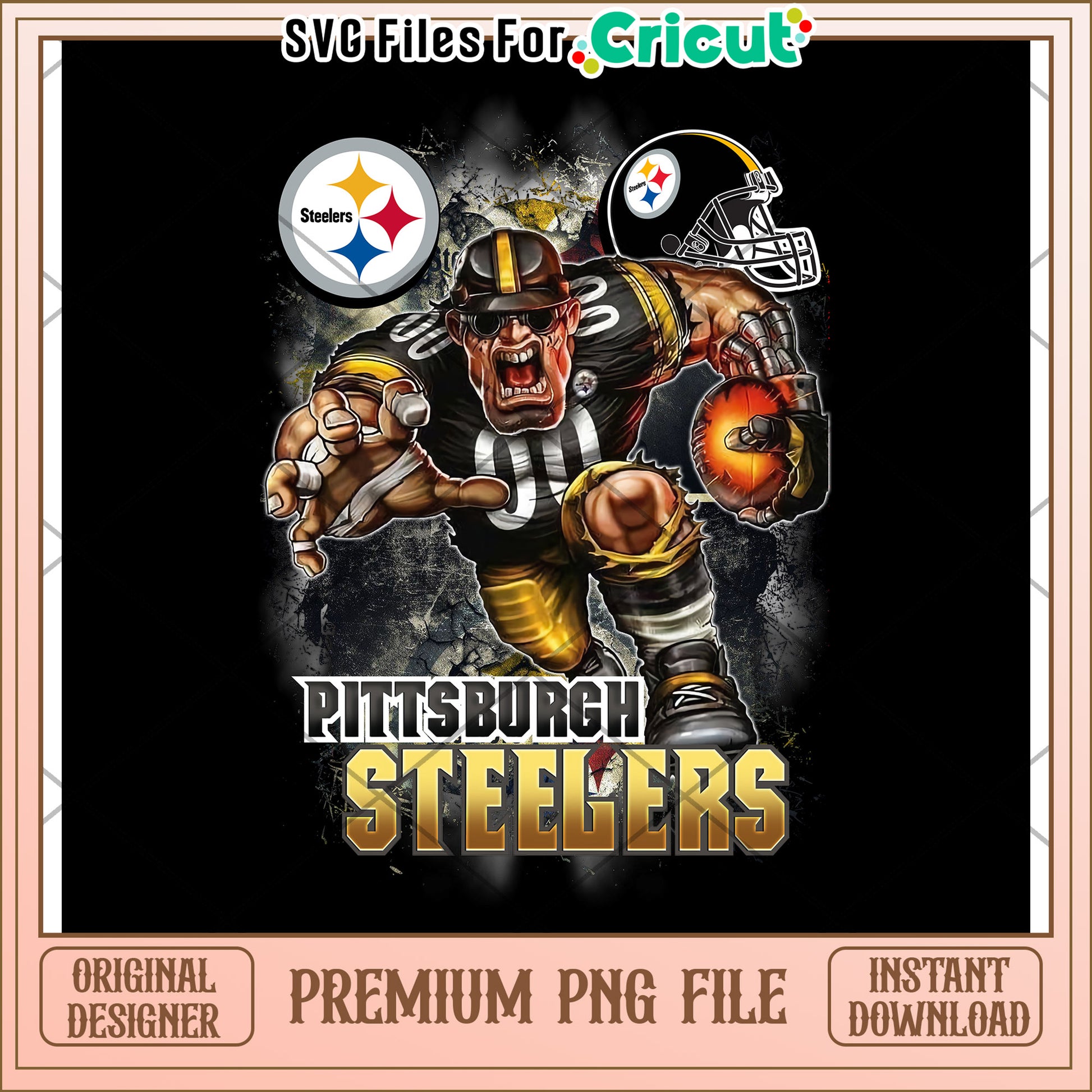 Pittsburgh Steelers Cartoon PNG File, Instant Download for Cricut