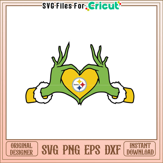Pittsburgh Steelers Heart Hands SVG Love Design