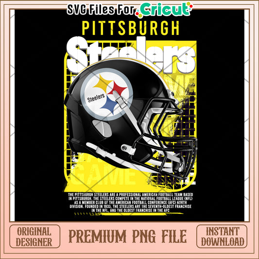 Pittsburgh Steelers Helmet Design, Premium PNG Instant Download