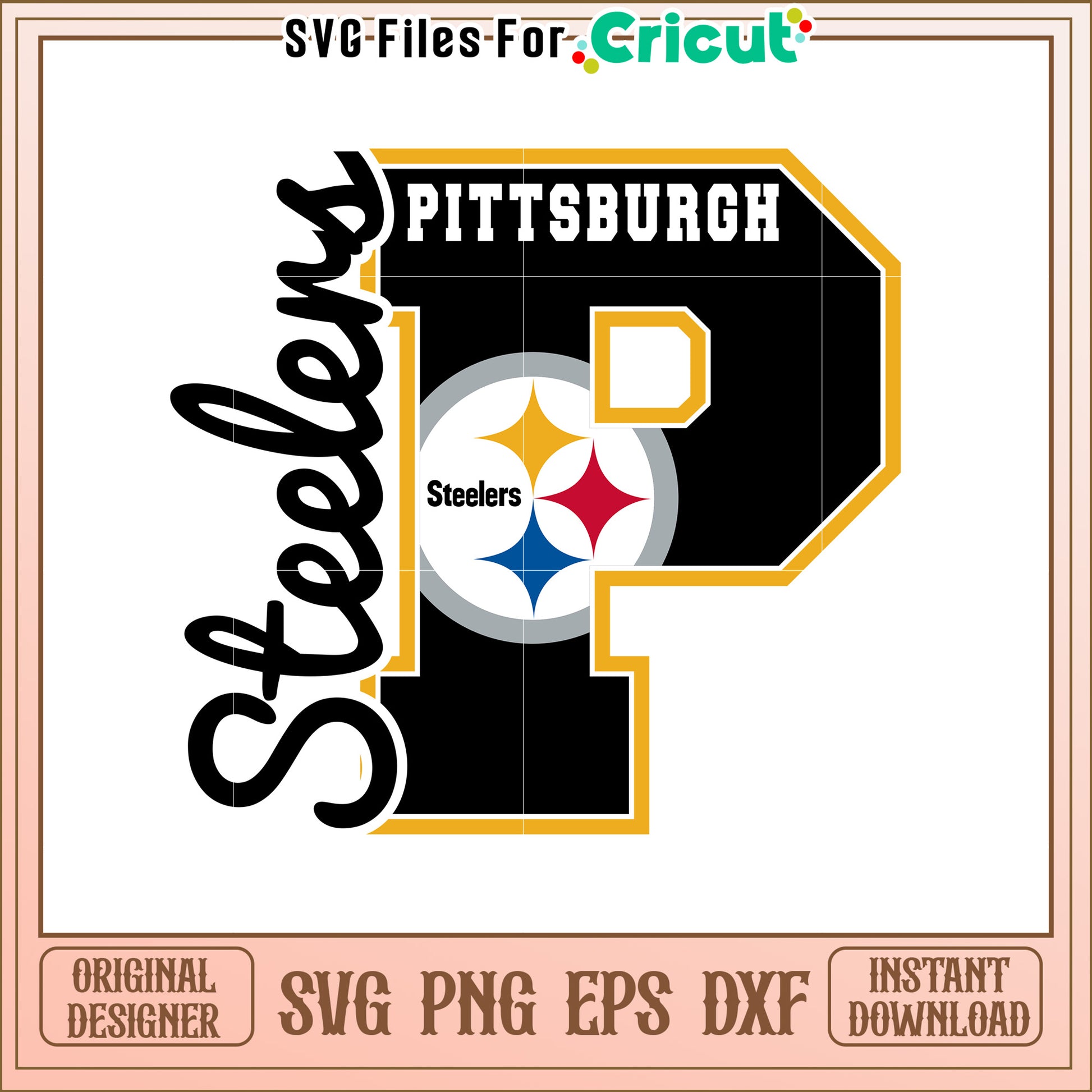 Pittsburgh Steelers P Logo SVG Design for Crafts