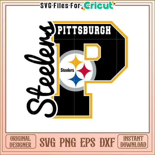 Pittsburgh Steelers P Logo SVG Design for Crafts