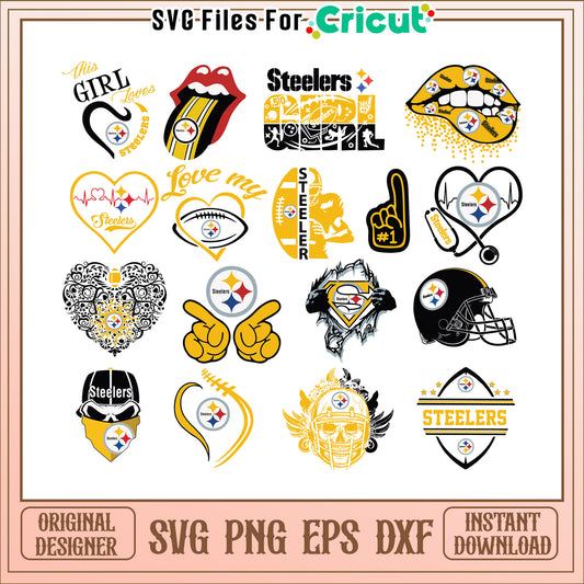Pittsburgh Steelers SVG Bundle 15 Designs