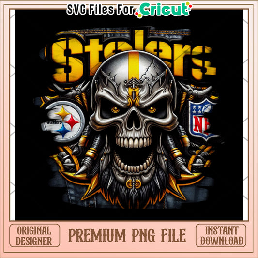 Pittsburgh Steelers Skull Design for Cricut, Premium PNG Download