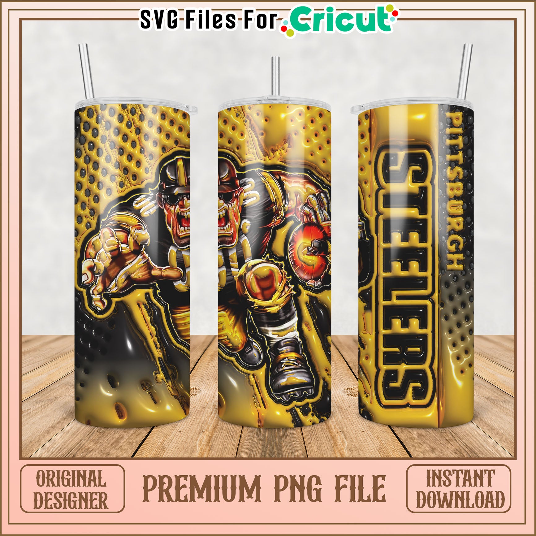 Pittsburgh Steelers Tumbler PNG Design