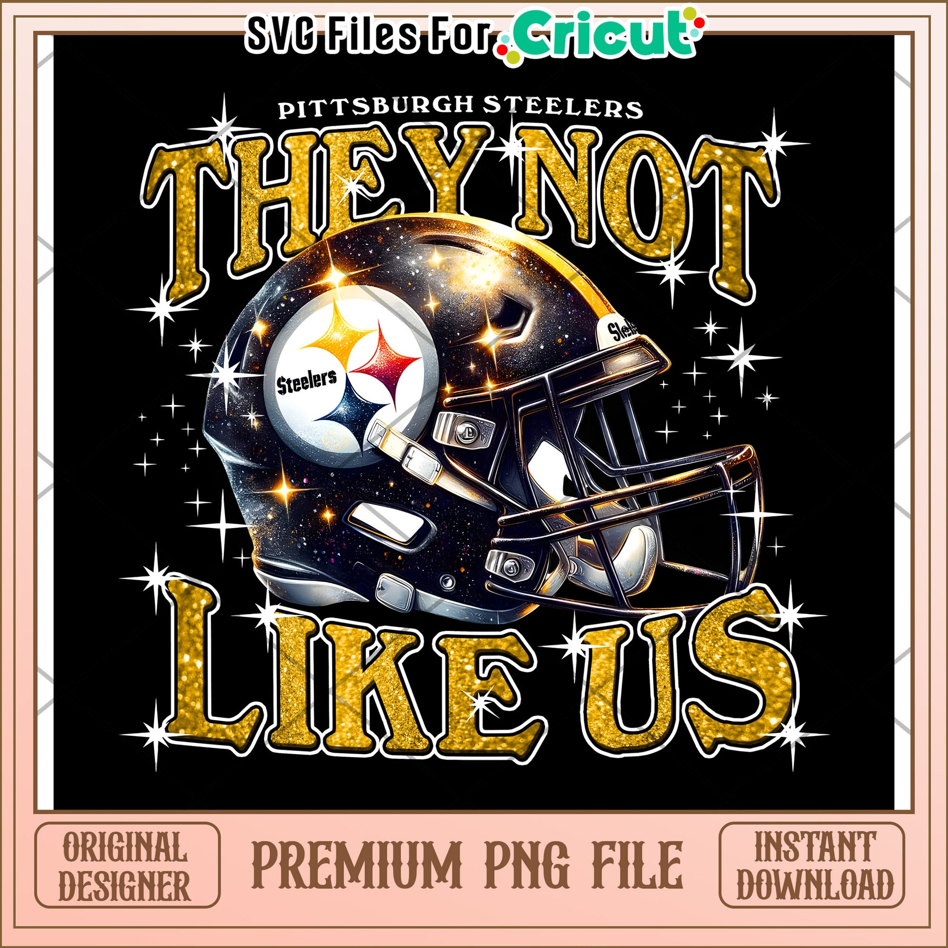 Pittsburgh Steelers helmet design they not like us, premium PNG file