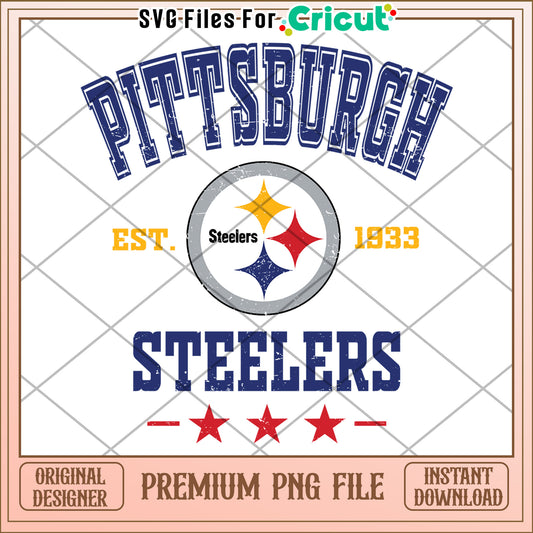 Pittsburgh Steelers vintage design file for Cricut, instant download PNG