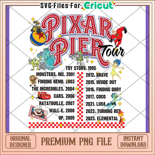 Pixar Pier Tour PNG Sublimation Design