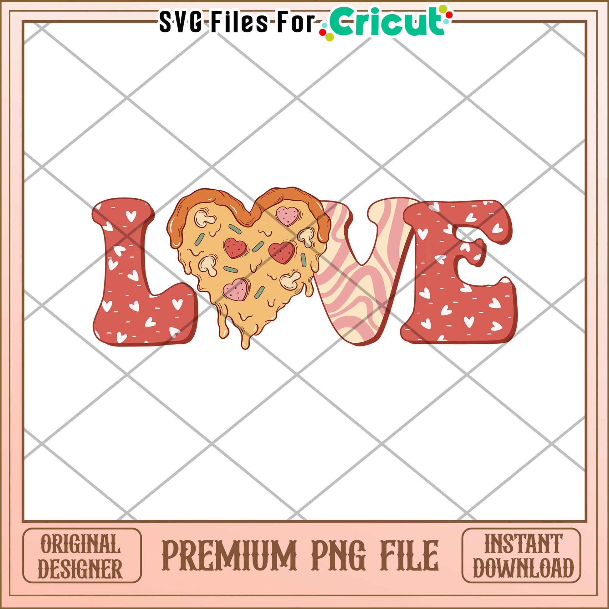 Pizza Heart Love PNG Cricut File