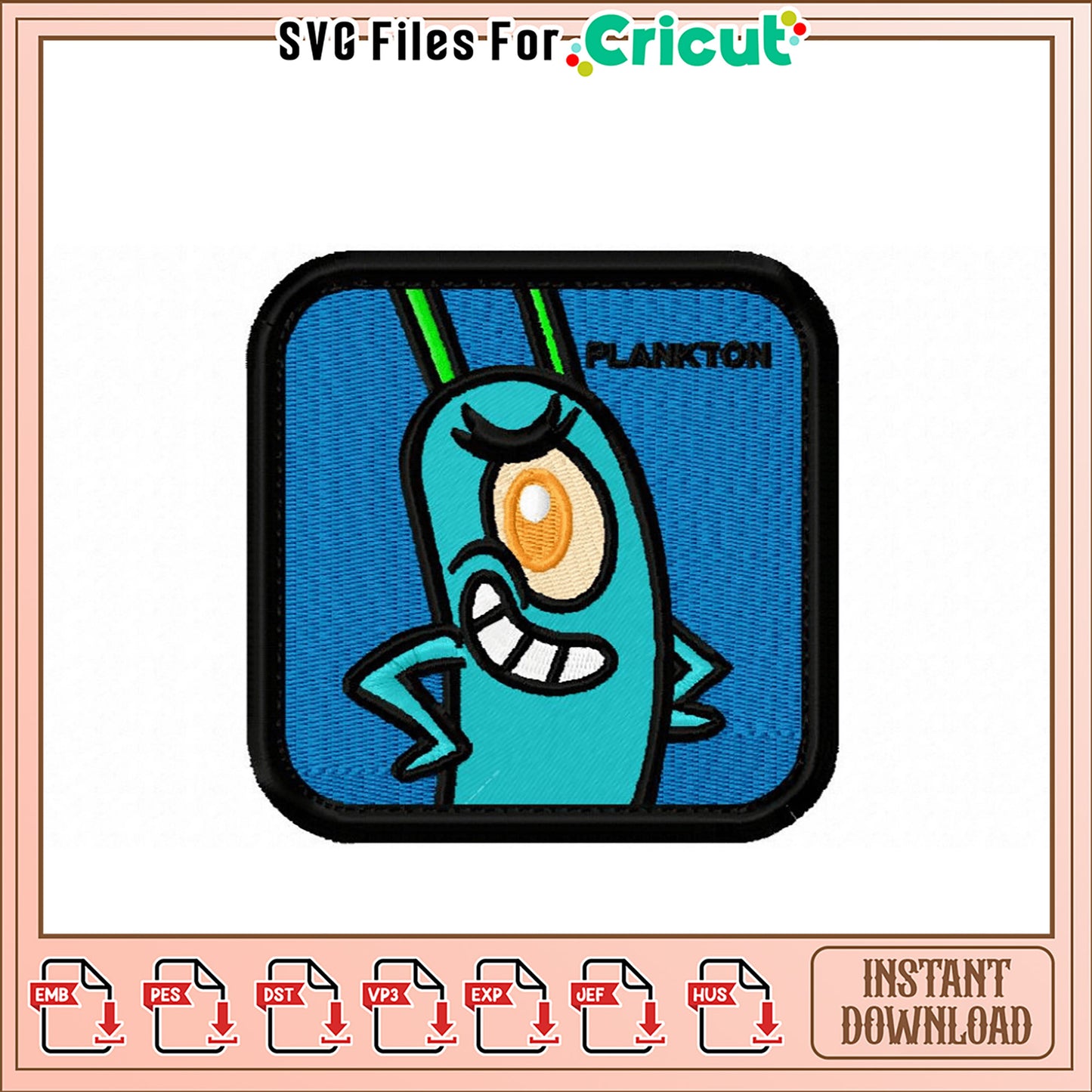 Plankton Embroidery Design Instant Download