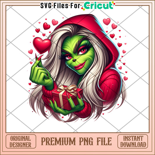 Playful Grinch Heart PNG File for Cricut Instant Download Art