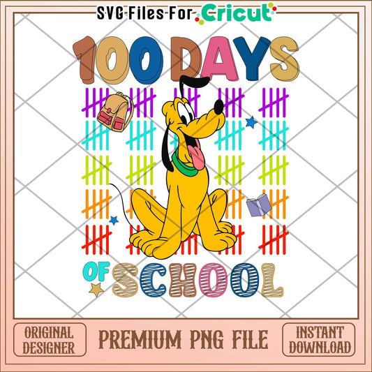 Pluto 100 days of school png, reading books png, school days png