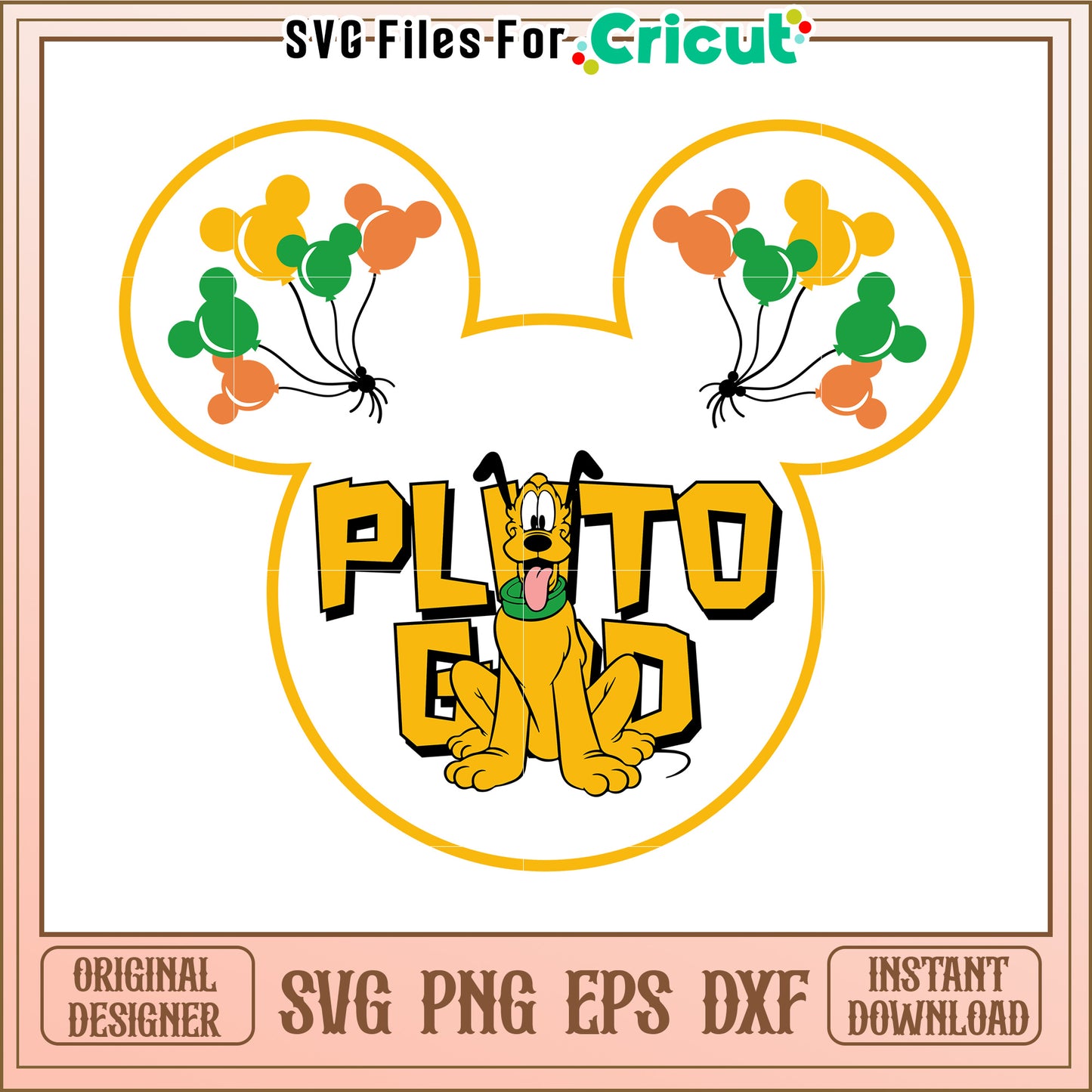 Pluto SVG Design Mickey Balloons