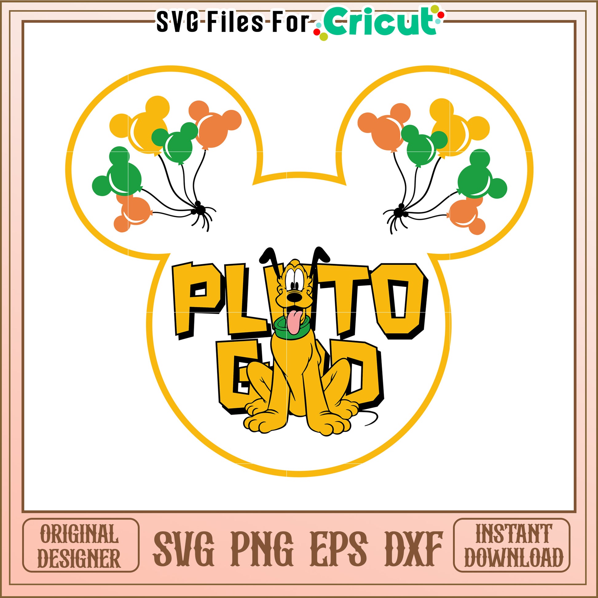 Pluto SVG Design Mickey Balloons