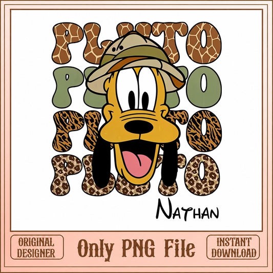 Pluto Safari Animal Print PNG, Disney Character PNG, Leopard PNG