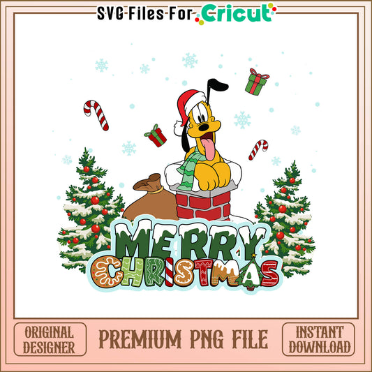 Pluto dog chimney merry christmas png​, pluto dog png, pluto disney png