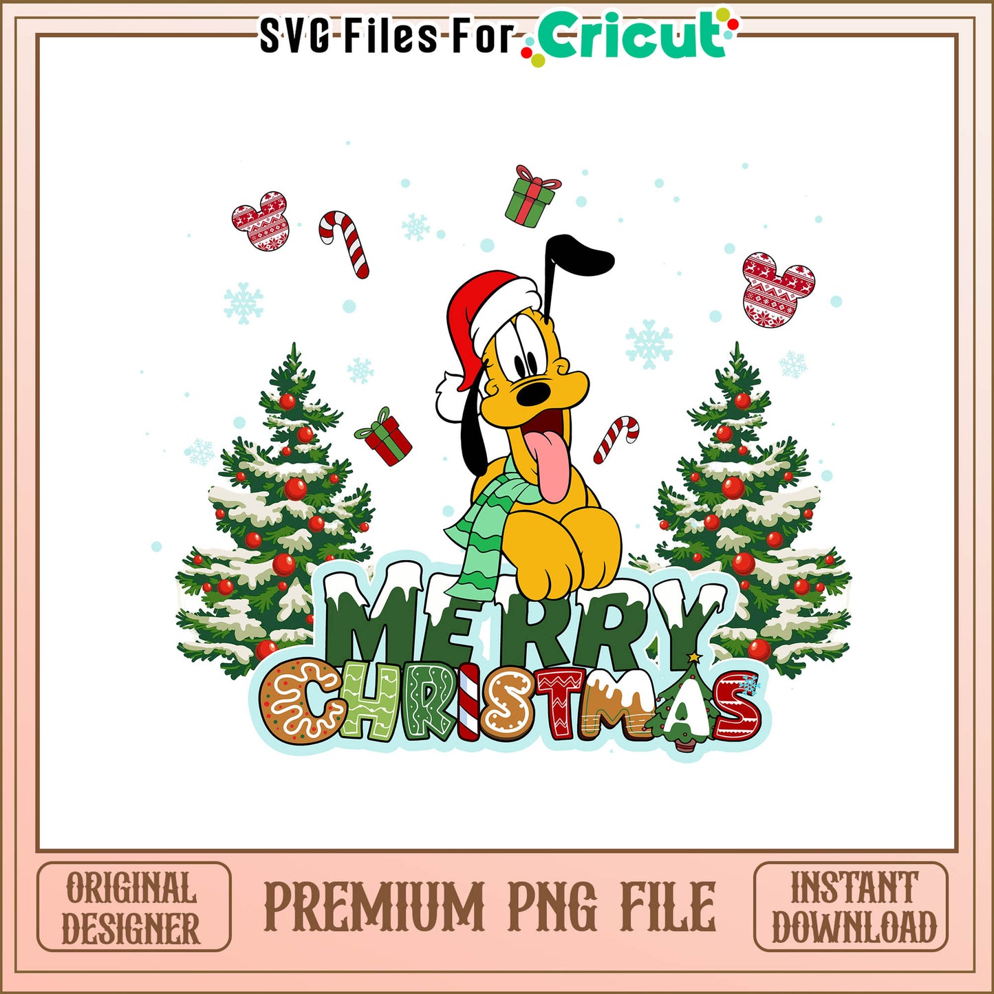 Pluto merry christmas two pine tree png​, pluto disney png