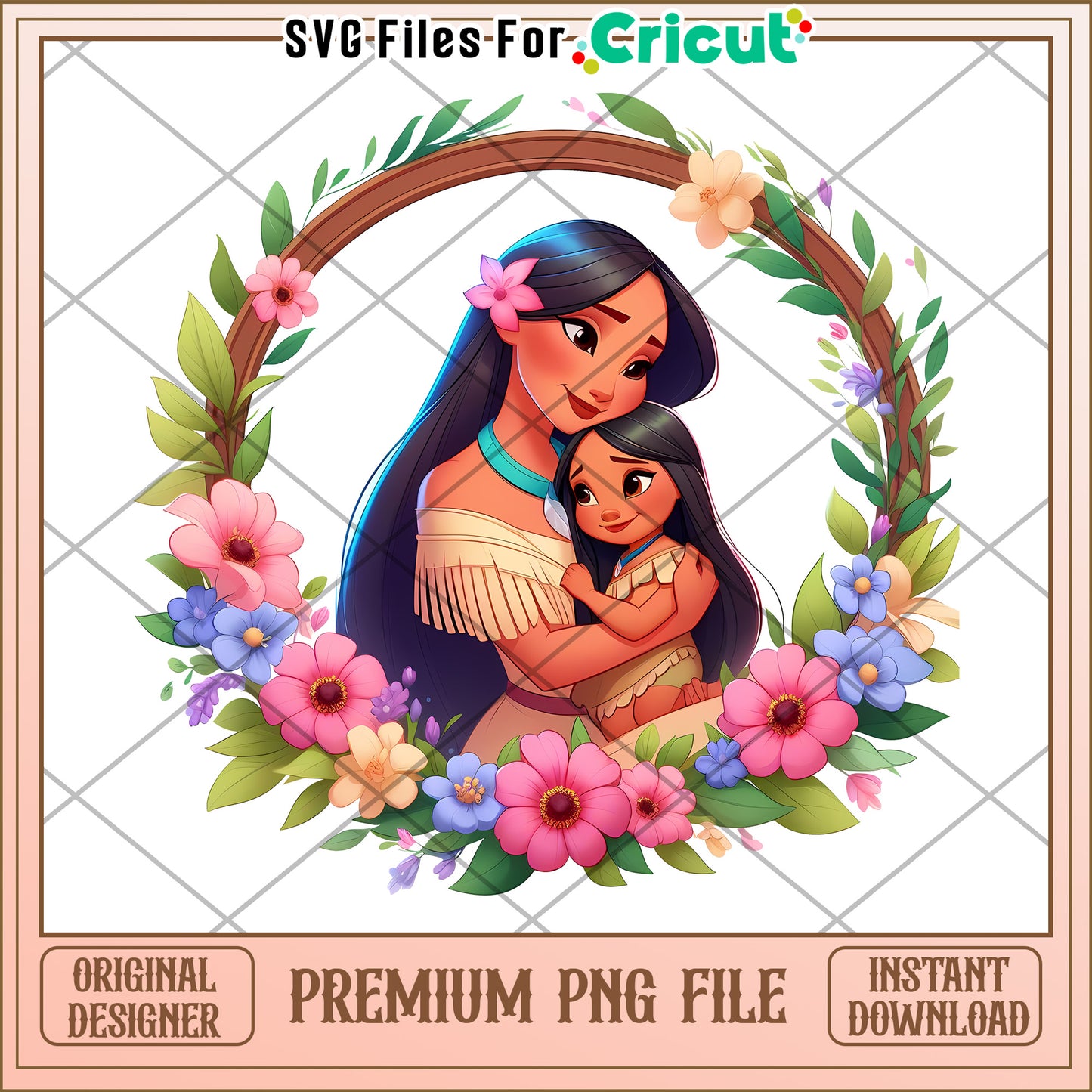Pocahontas PNG Mother Daughter Floral Design