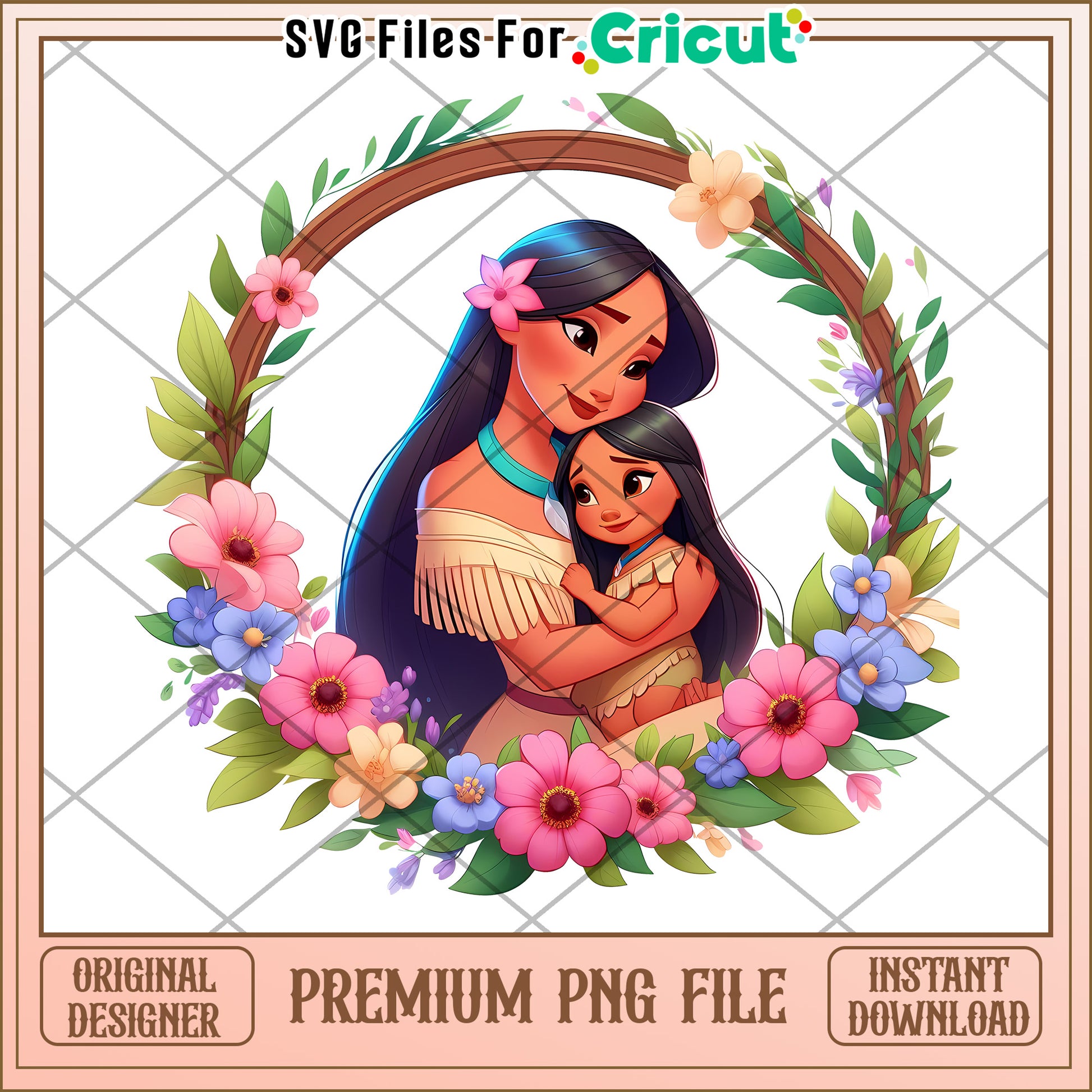 Pocahontas PNG Mother Daughter Floral Design