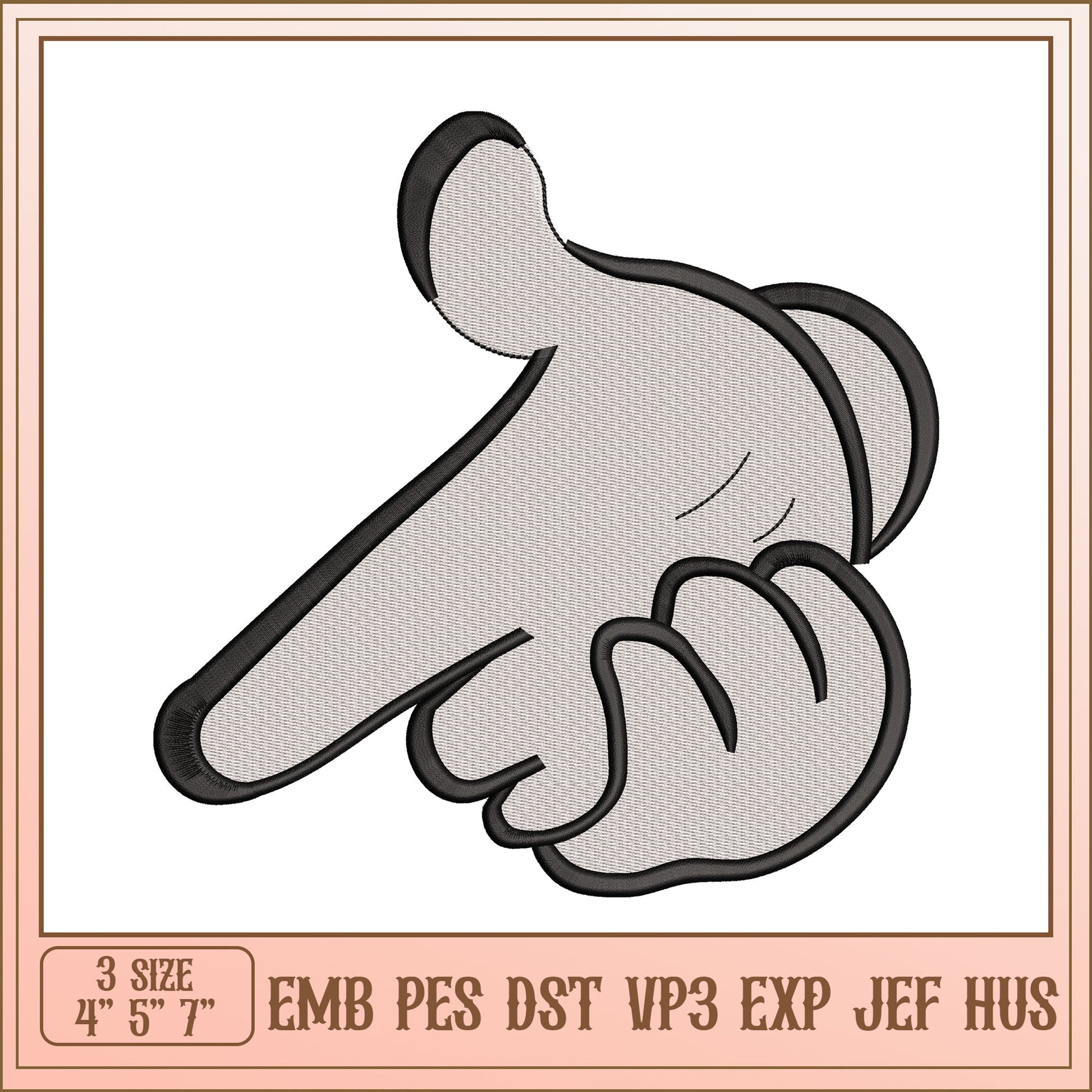 Pointing Hand Embroidery Design