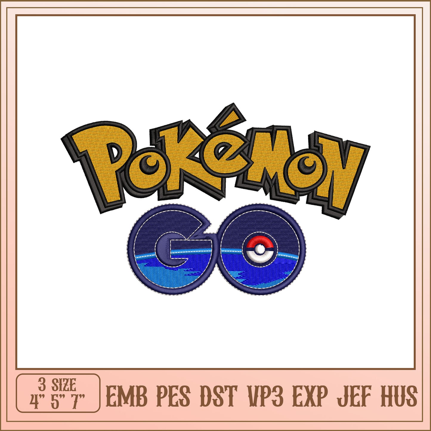Pokemon Go Embroidery Design