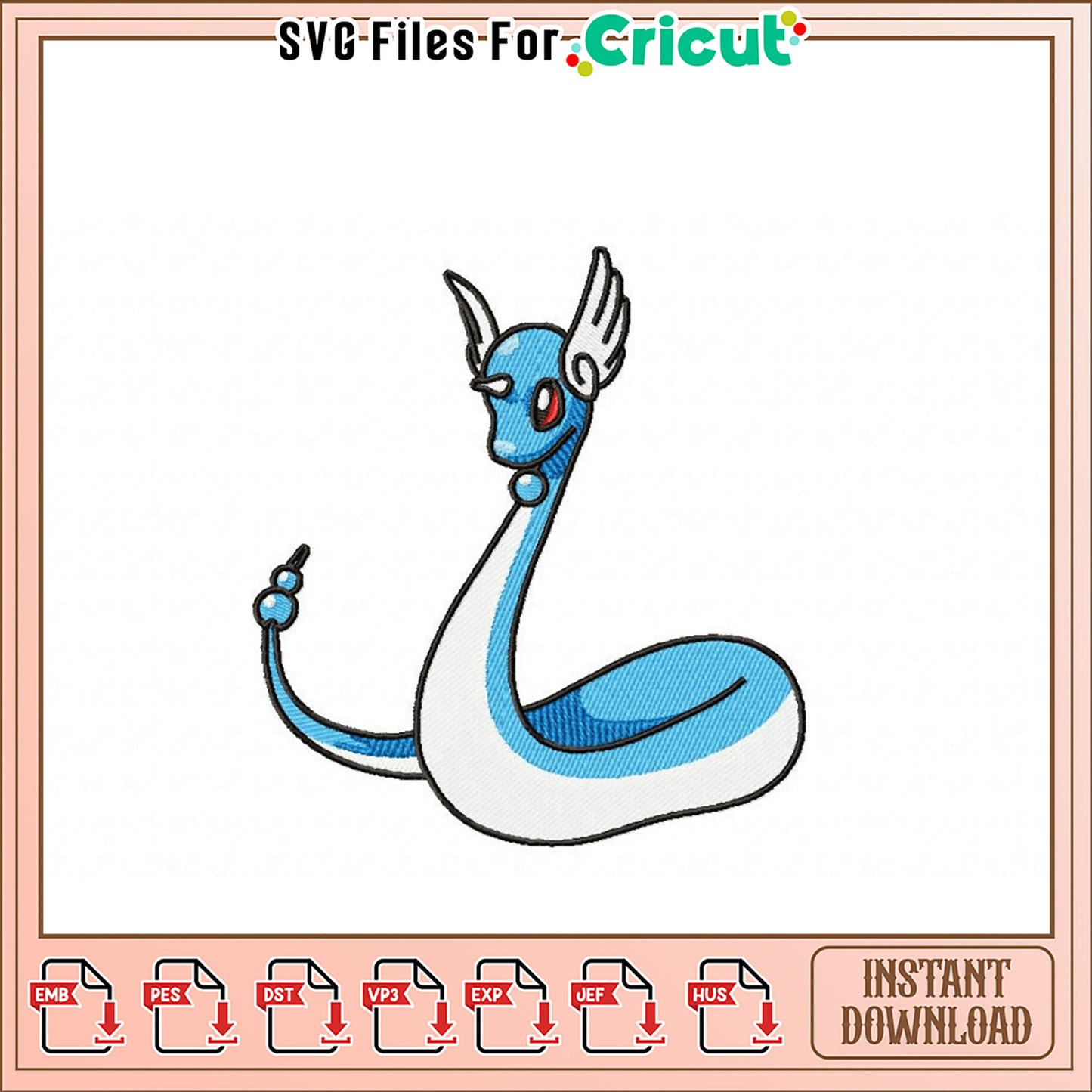 Pokemon Lapras Embroidery Design Instant Download