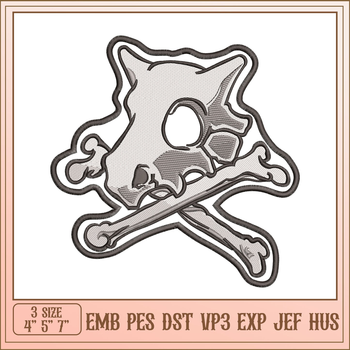 Pokemon Skull Crossbones Embroidery Design