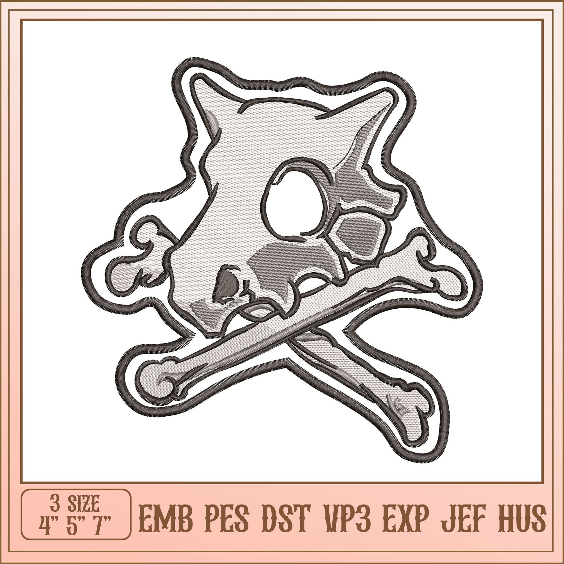 Pokemon Skull Crossbones Embroidery Design