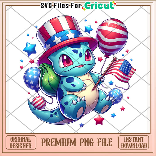 Pokemon fushigidane cute character png, independence day png, 4th of july png