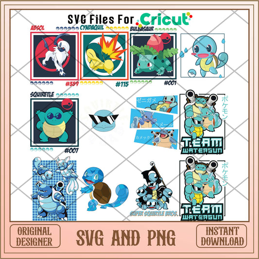 Anime Pokemon svg, Pokemon Watergun bundle - Svgfileforcricut