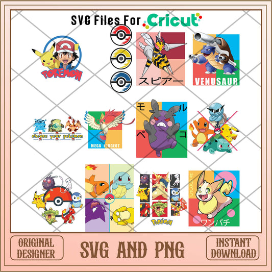 Anime Pokemon svg, Pokemon colorful bundle - Svgfileforcricut