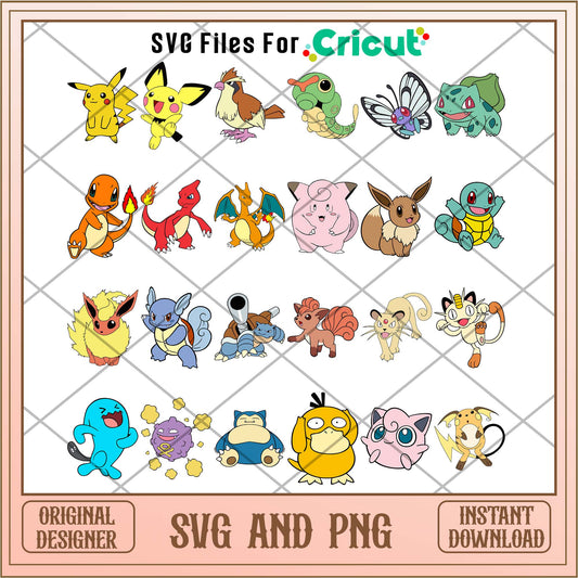 Pokemon Pikachu friends svg bundle, Pokemon svg - Svgfileforcricut