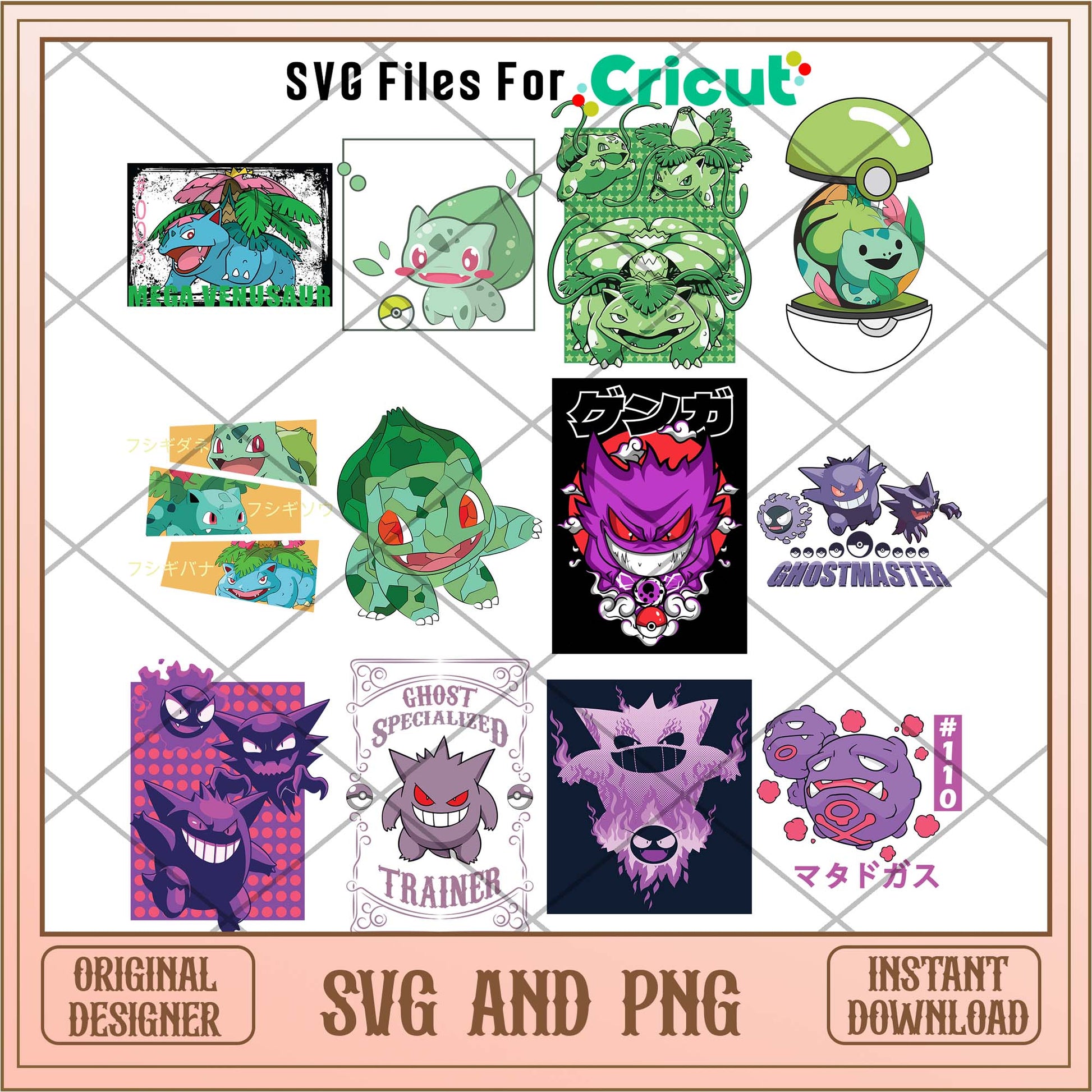 Pokemon svg bundle, Pokemon green and purple cards bundle - Svgfileforcricut