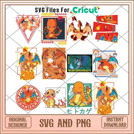 Pokemon svg bundle, Pokemon fire characters bundle - Svgfileforcricut