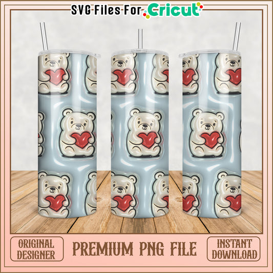 Polar Bear Heart Tumbler PNG