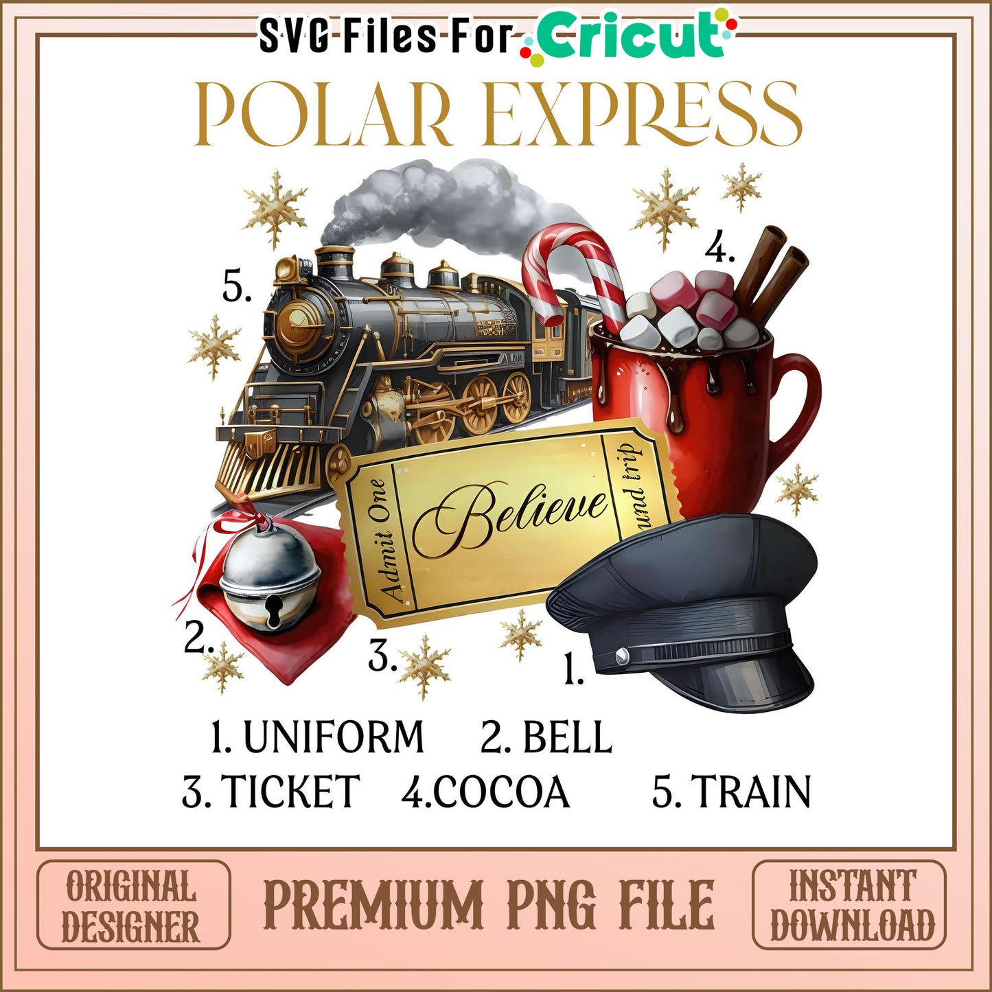 Polar Express PNG File for Cricut, Instant Download for Crafts