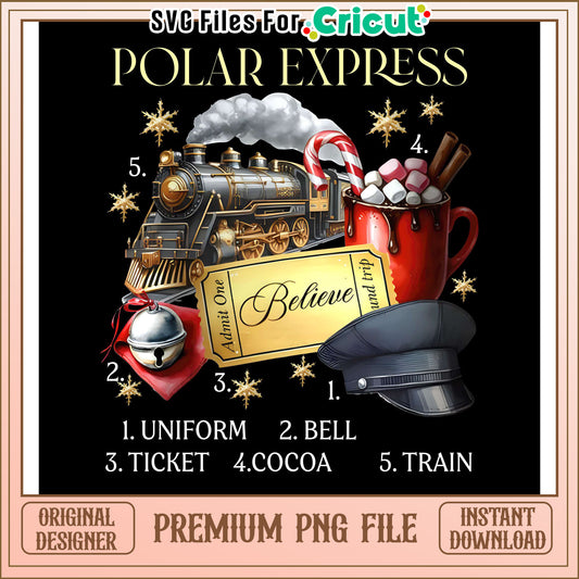 Polar Express SVG Files for Cricut, Instant Download PNG Design