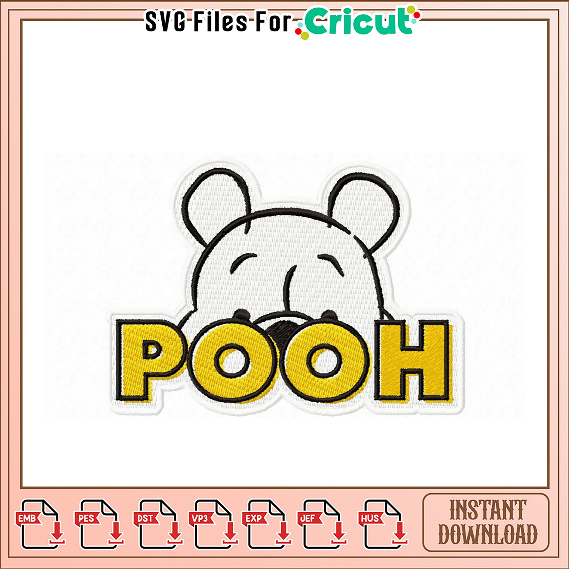 Pooh Bear Embroidery Design Instant Download