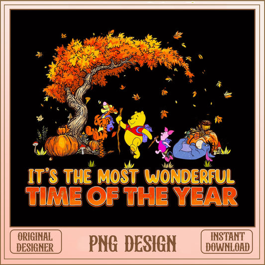 Pooh And Friends Autumn PNG, Fall Pumpkin Season PNG, Disney PNG
