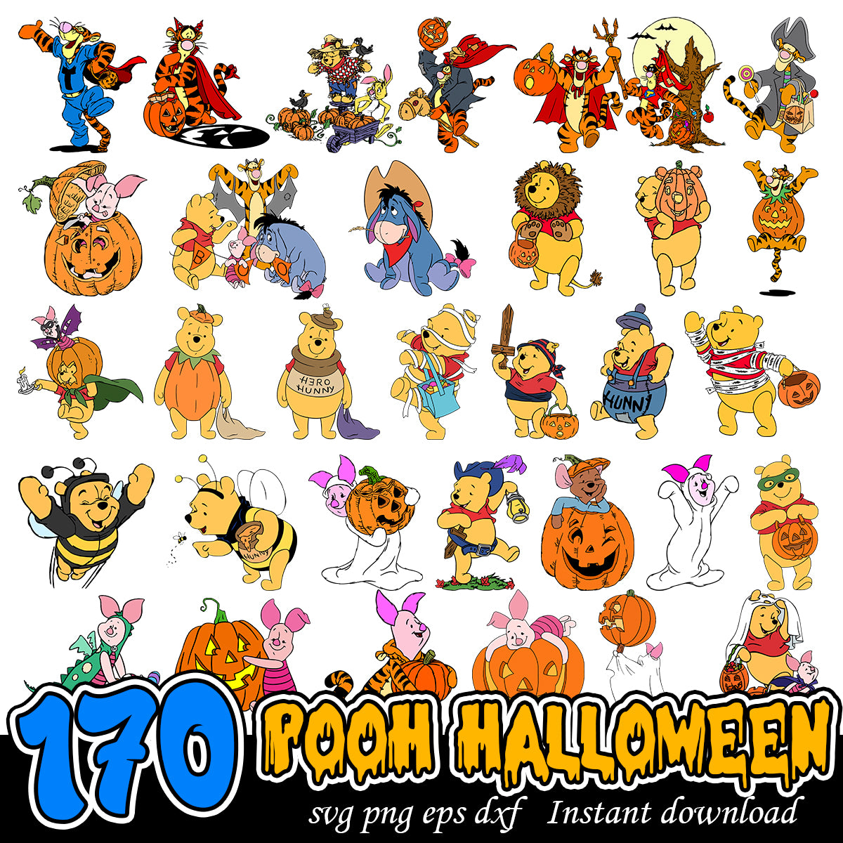 Pooh Halloween Bundle Svg, Disney Winnie the Pooh svg bundle