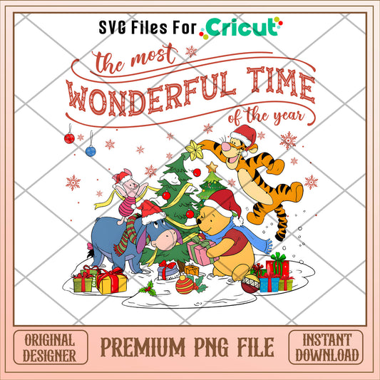 Pooh and friends the most wonderful time png, pooh png, christmas png