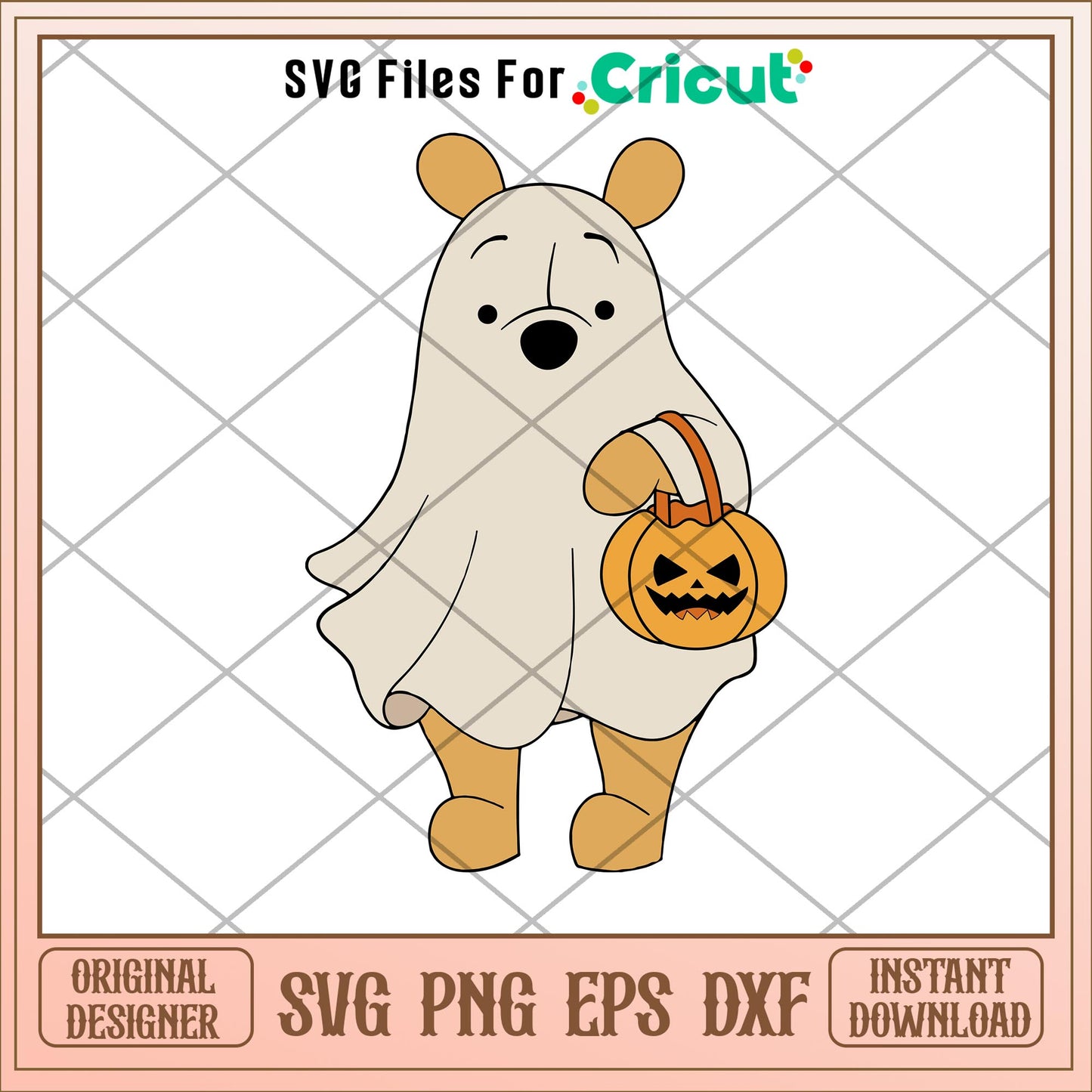 Pooh character cosplay ghost svg, pooh svg, halloween svg