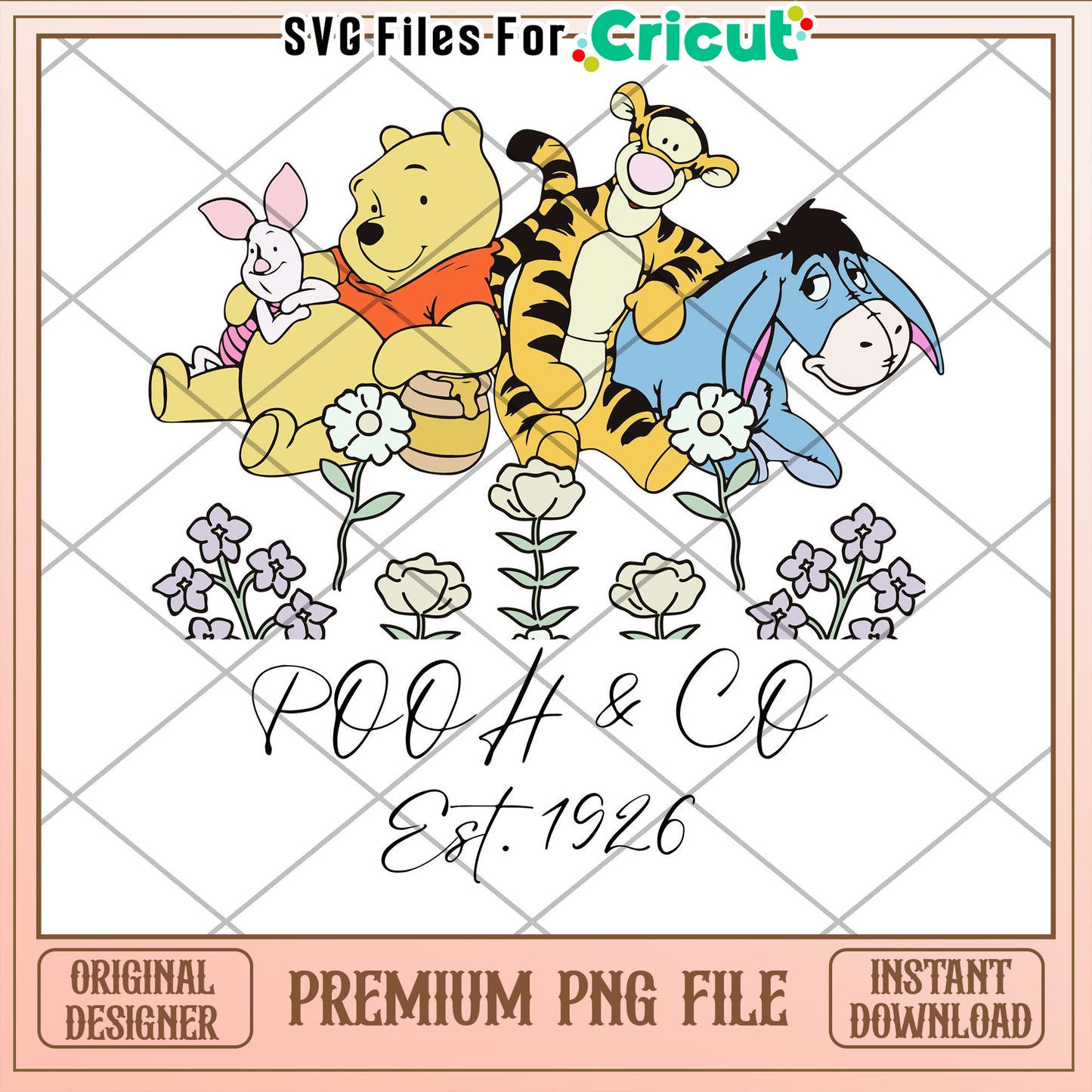 Pooh and Friends PNG Design for Cricut Crafts Instant Download