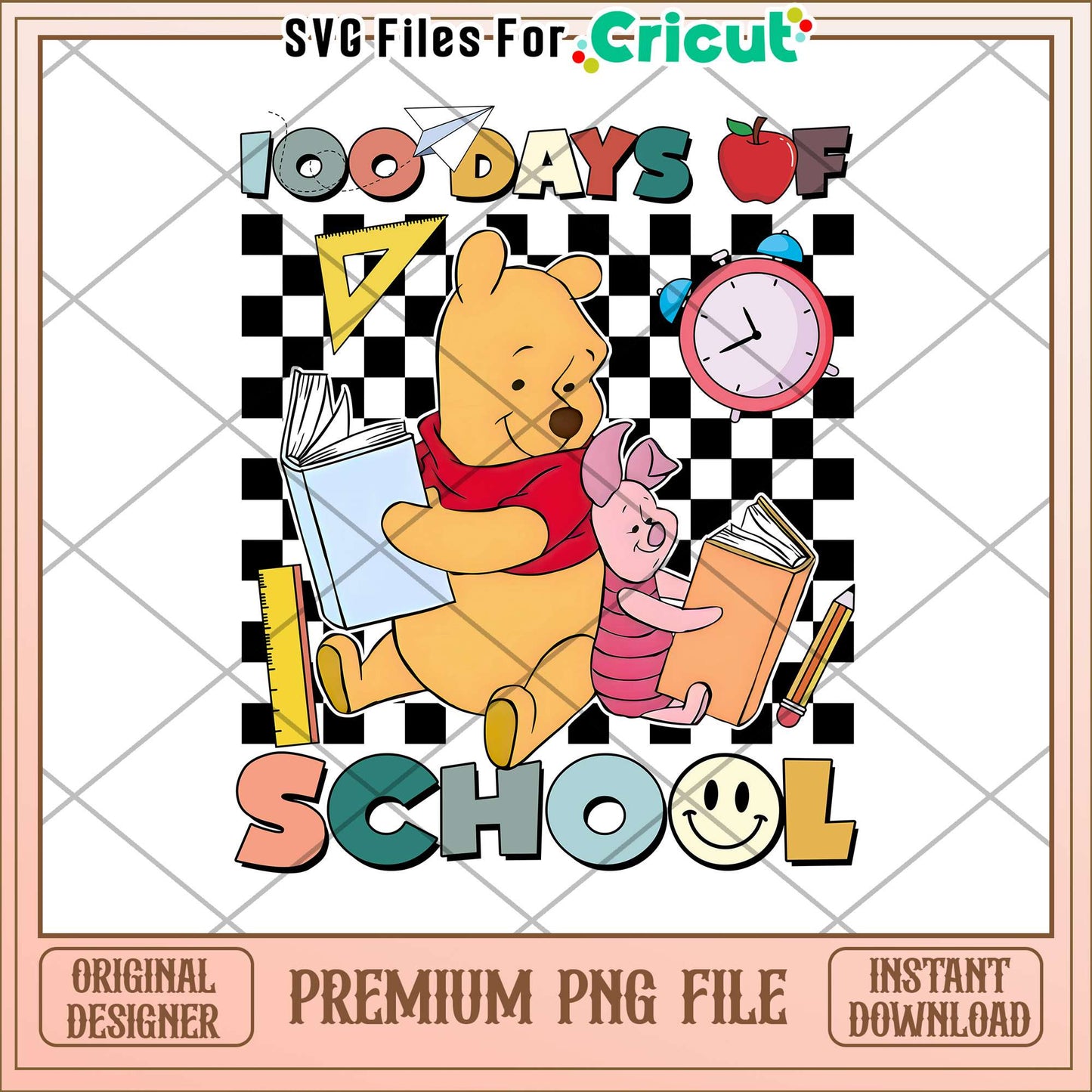 Pooh and Piglet 100 days of school smiley png, disney casts png