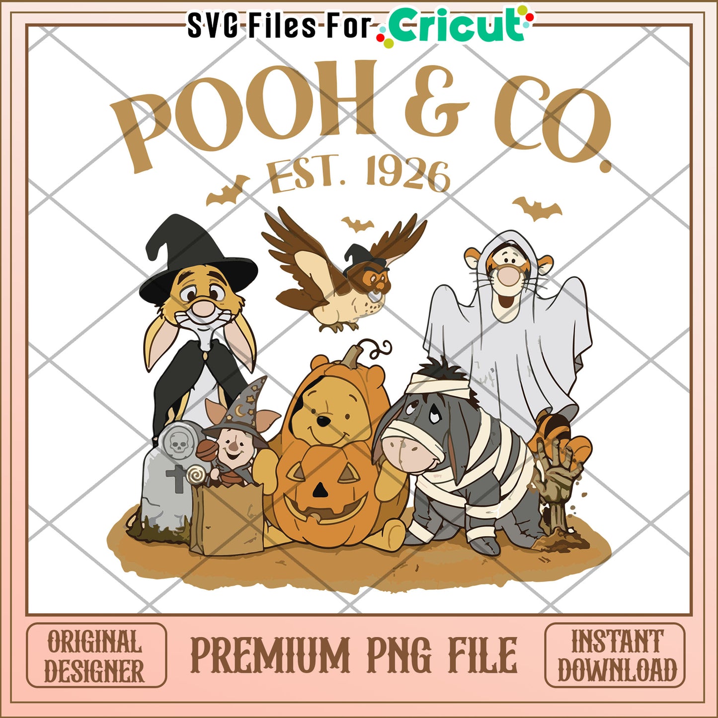 Pooh and co halloween png, halloween png, spooky season png